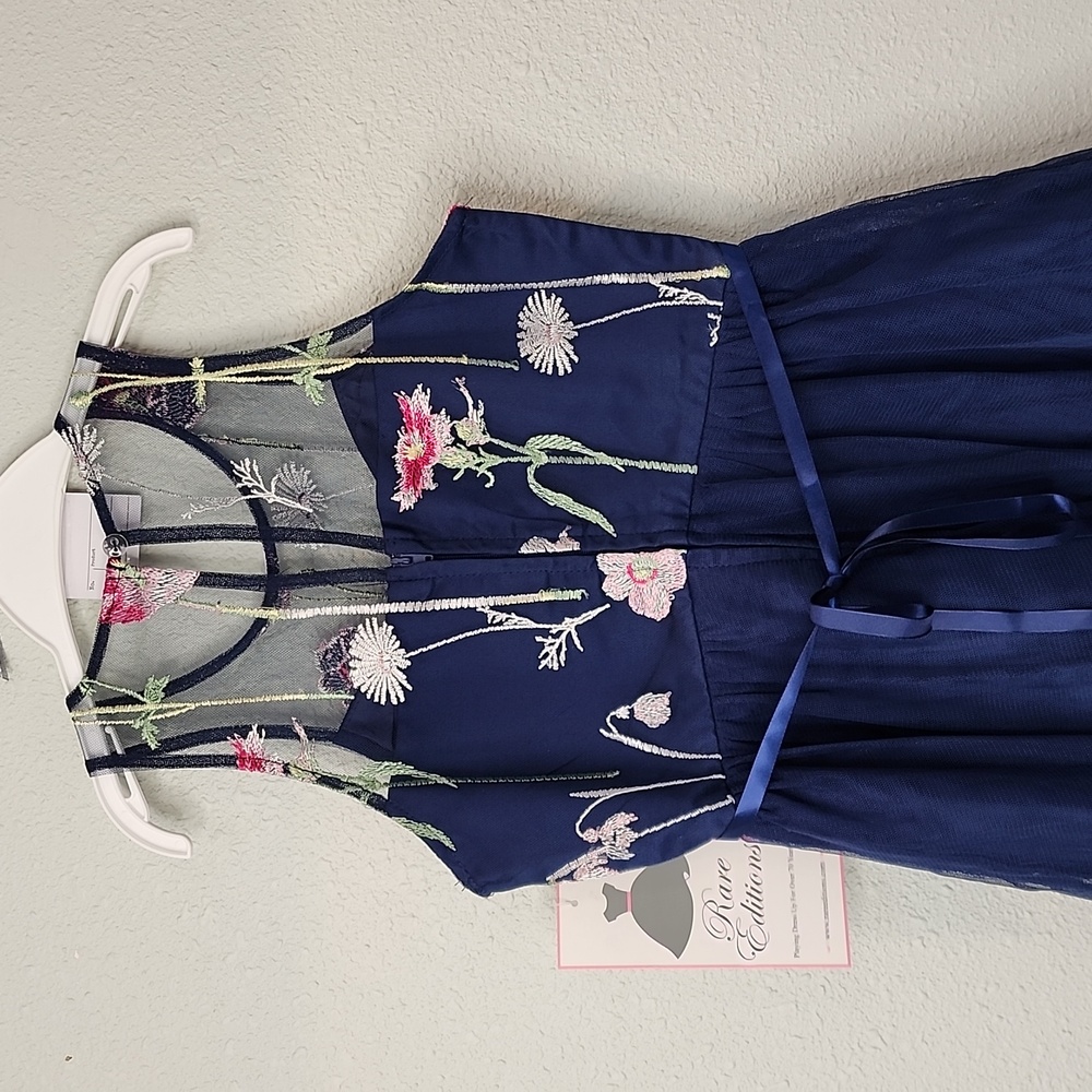 Rare Editions Girls Embroidered High-Low Hem Dress - Picture 4 of 4